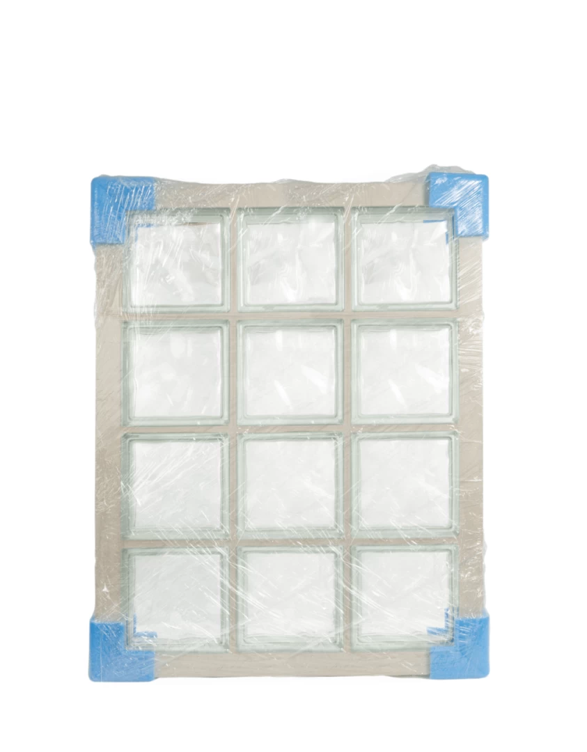 Painel com 12 blocos de vidro embrulhado