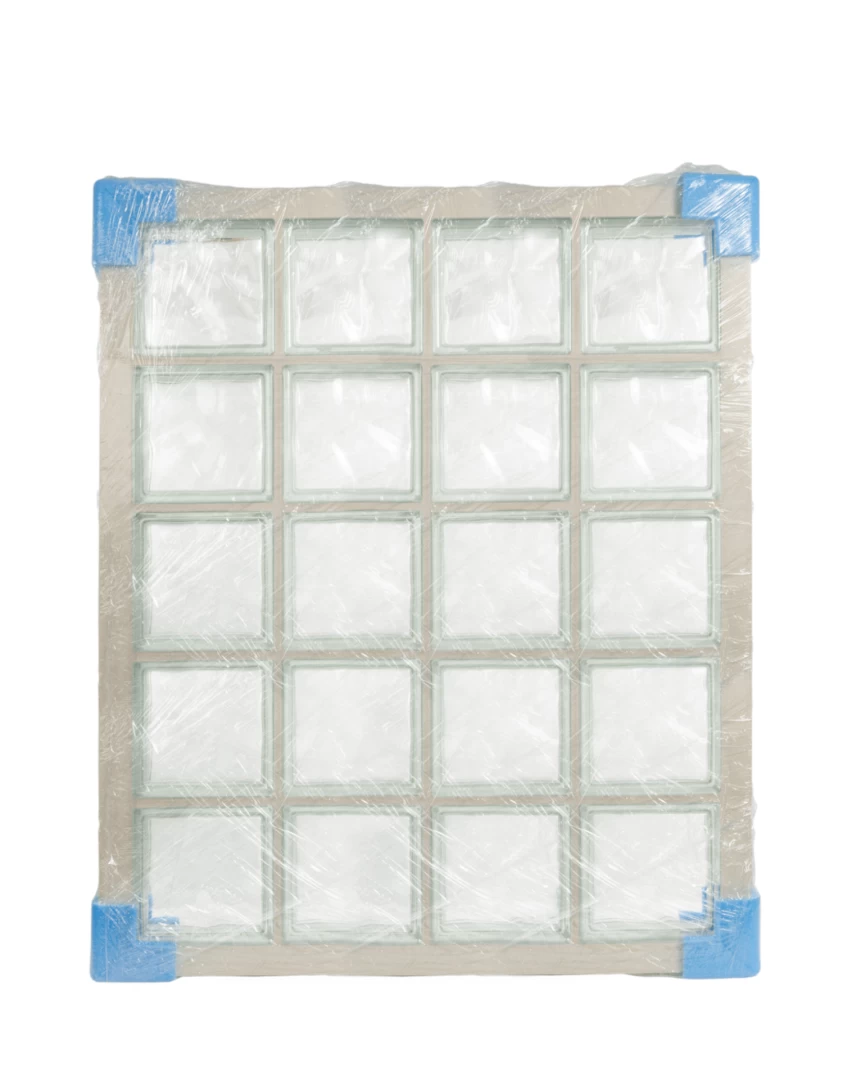 Painel com 20 blocos de vidro embrulhado