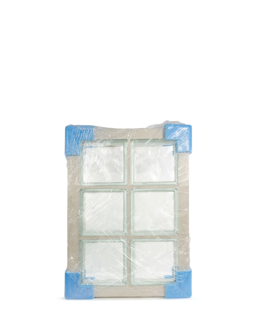 Painel com 6 blocos de vidro embrulhado